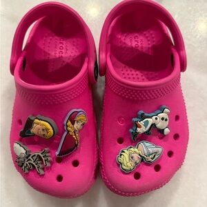 Crocs Kids Pink Clogs with Frozen Charms